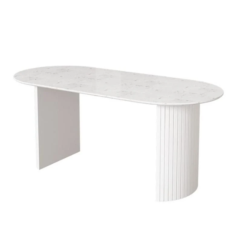 Tavolo da pranzo moderno con piano pietra Tavolo da pranzo con base metallo per soggiorno Clearhalo