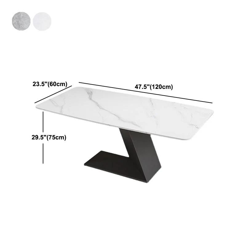 Tavolo da pranzo moderno con piano pietra Tavolo da pranzo rettangolare con base nera Clearhalo