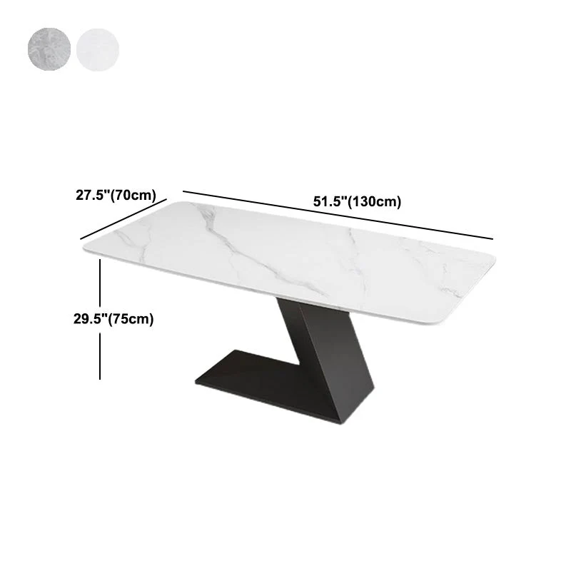 Tavolo da pranzo moderno con piano pietra Tavolo da pranzo rettangolare con base nera Clearhalo