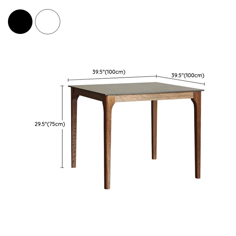 Tavolo da pranzo moderno con piano pietra quadrato con gambe legno massello Clearhalo