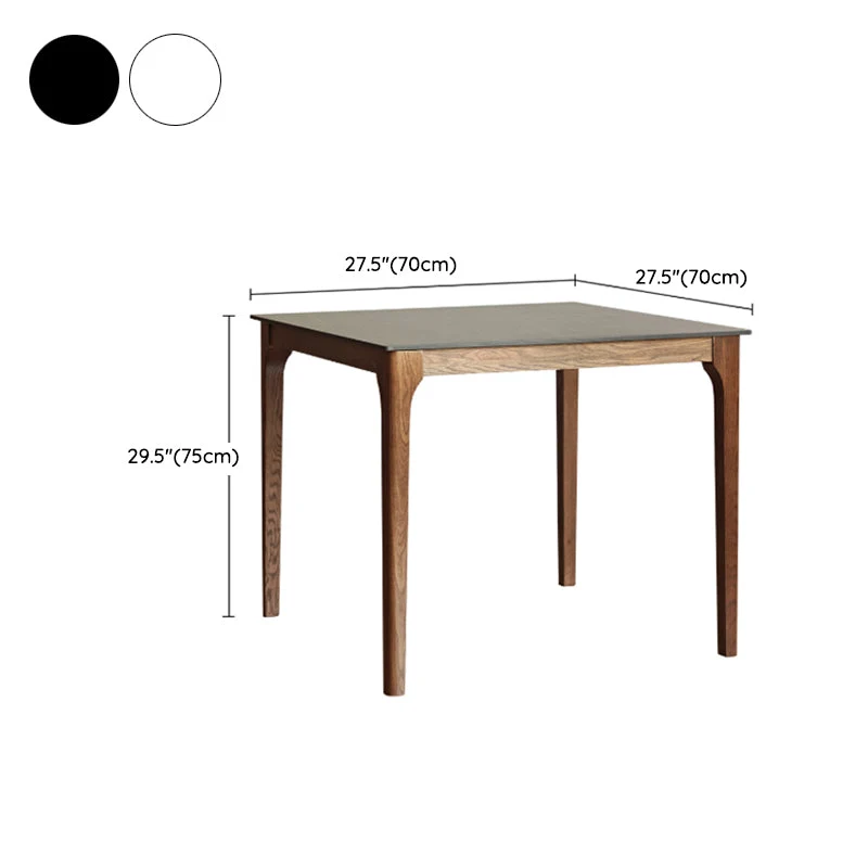 Tavolo da pranzo moderno con piano pietra quadrato con gambe legno massello Clearhalo