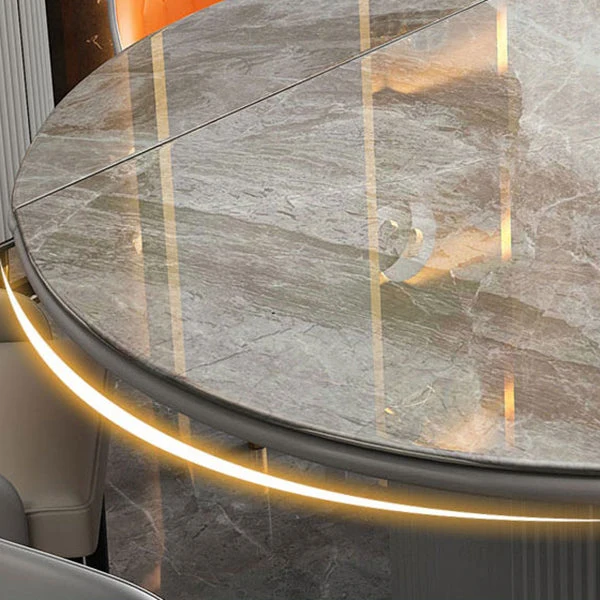 Tavolo da pranzo moderno con piano pietra allungabile per piccoli spazi con contenitore Clearhalo