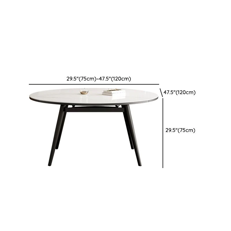 Tavolo da pranzo moderno con piano pietra allungabile per piccoli spazi bianco Clearhalo