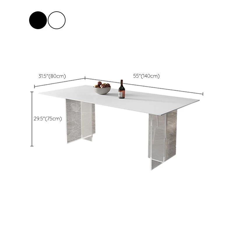 Tavolo da pranzo moderno con piano pietra sinterizzata Tavolo rettangolare con base plastica Clearhalo