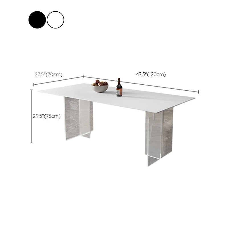 Tavolo da pranzo moderno con piano pietra sinterizzata Tavolo rettangolare con base plastica Clearhalo
