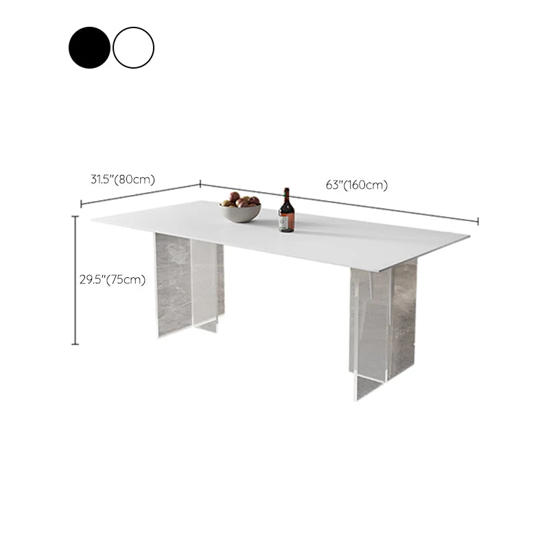 Tavolo da pranzo moderno con piano pietra sinterizzata Tavolo rettangolare con base plastica Clearhalo
