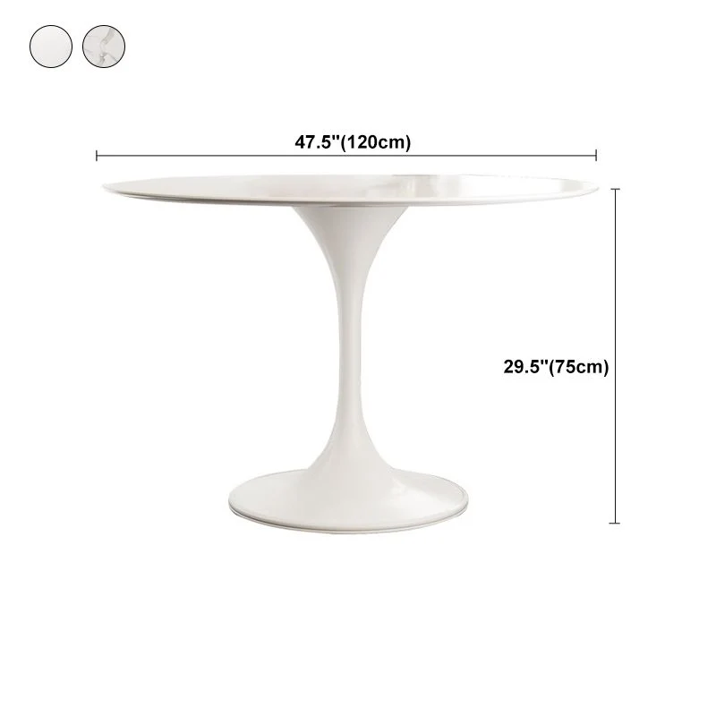 Tavolo da pranzo moderno con piano rotondo pietra Tavolo da pranzo moderno con base piedistallo Clearhalo