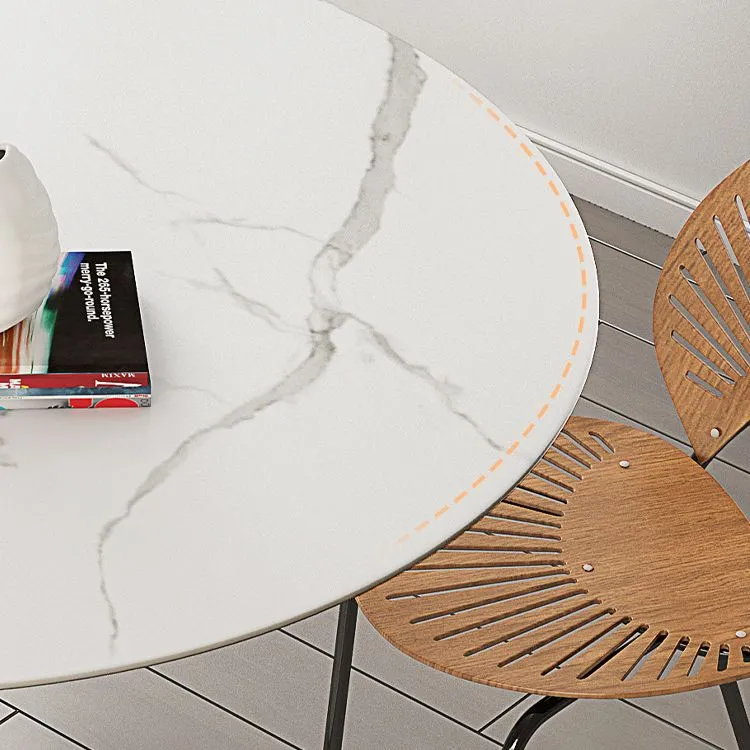 Tavolo da pranzo moderno con piano rotondo pietra Tavolo da pranzo moderno con base piedistallo Clearhalo