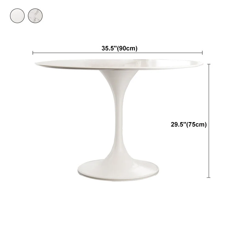 Tavolo da pranzo moderno con piano rotondo pietra Tavolo da pranzo moderno con base piedistallo Clearhalo