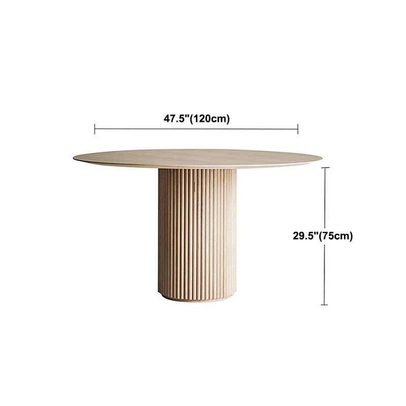 Tavolo da pranzo moderno con piedistallo rotondo Tavolo fisso color legno con legno massello Clearhalo