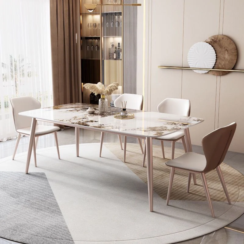 Tavolo da pranzo moderno da cucina rettangolare pietra bianca per sala da pranzo Clearhalo