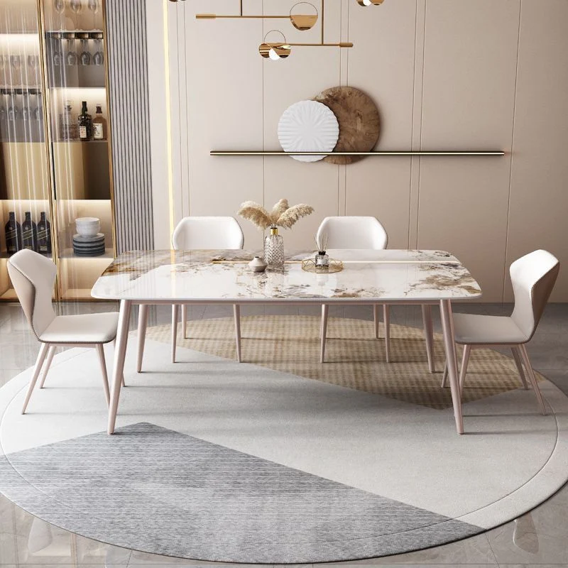 Tavolo da pranzo moderno da cucina rettangolare pietra bianca per sala da pranzo Clearhalo