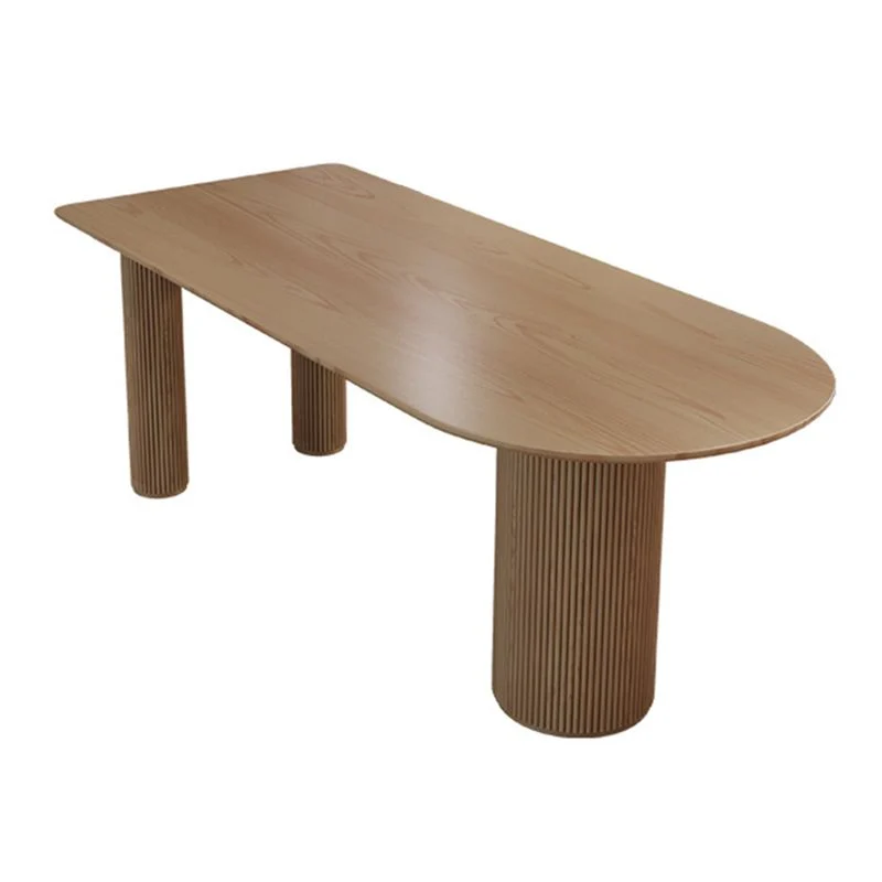 Tavolo da pranzo moderno forma libera legno massello Tavolo con piano legno di pino con 3 gambe Clearhalo