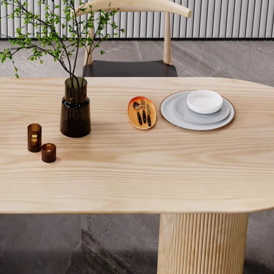 Tavolo da pranzo moderno forma libera legno massello Tavolo con piano legno di pino con 3 gambe Clearhalo