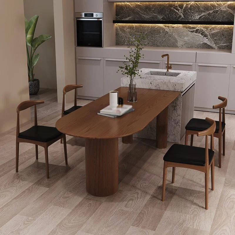 Tavolo da pranzo moderno forma libera legno massello Tavolo con piano legno di pino con 3 gambe Clearhalo