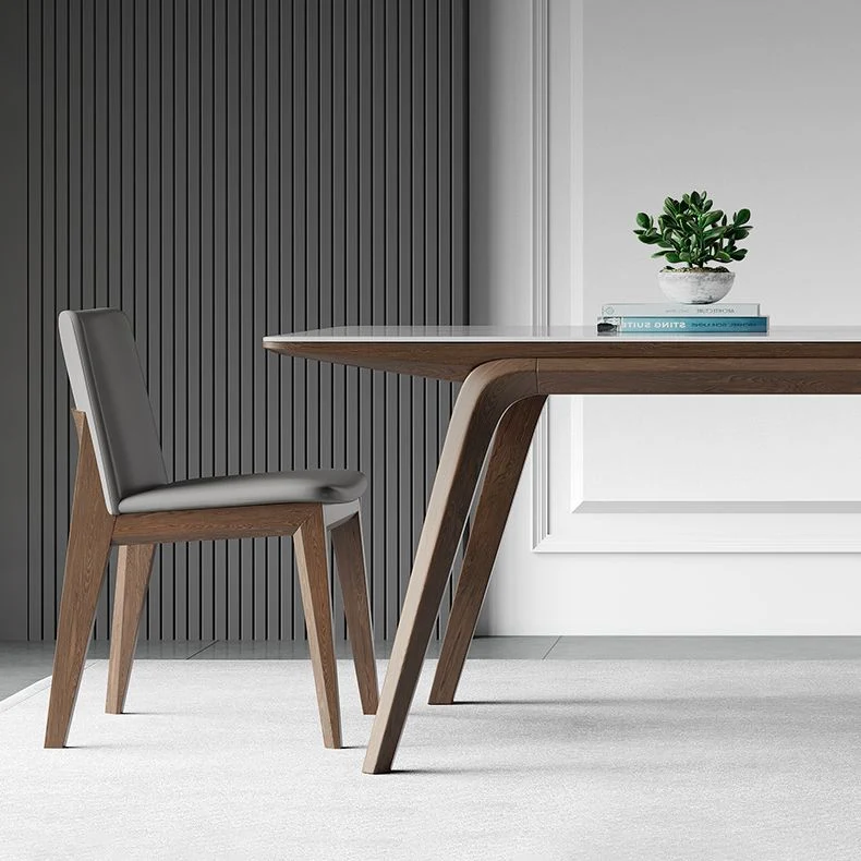 Tavolo da pranzo moderno forma rettangolare pietra da 5/7 pezzi con sedia imbottita Clearhalo