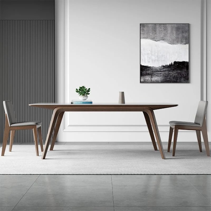 Tavolo da pranzo moderno forma rettangolare pietra da 5/7 pezzi con sedia imbottita Clearhalo