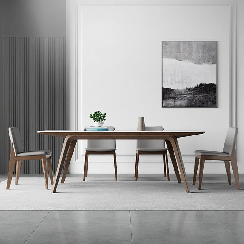 Tavolo da pranzo moderno forma rettangolare pietra da 5/7 pezzi con sedia imbottita Clearhalo