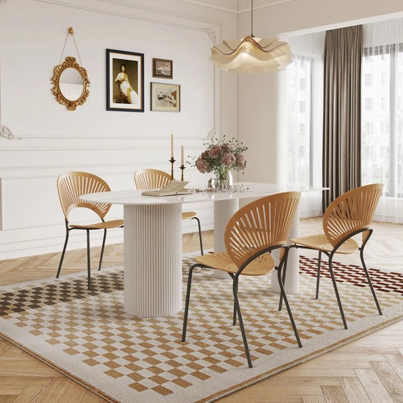 Tavolo da pranzo moderno 3 gambe Tavolo pietra bianca per sala da pranzo Clearhalo