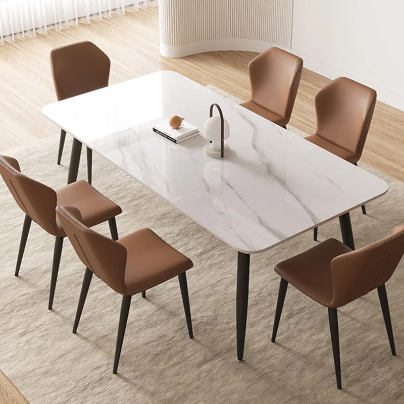 Tavolo da pranzo moderno 4 gambe Tavolo rettangolare pietra sinterizzata per la casa Clearhalo