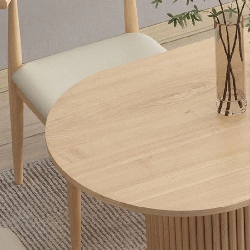 Tavolo da pranzo moderno legno con doppio piedistallo Tavolo ovale naturale per cucina Clearhalo