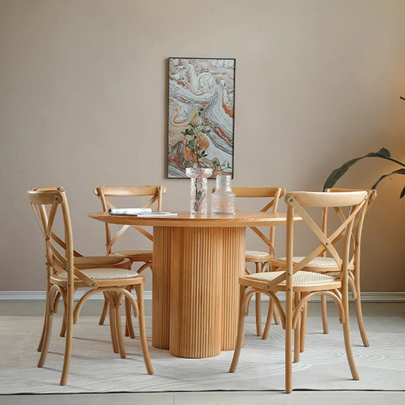 Tavolo da pranzo moderno legno marrone Tavolo da pranzo rotondo per cucina Clearhalo