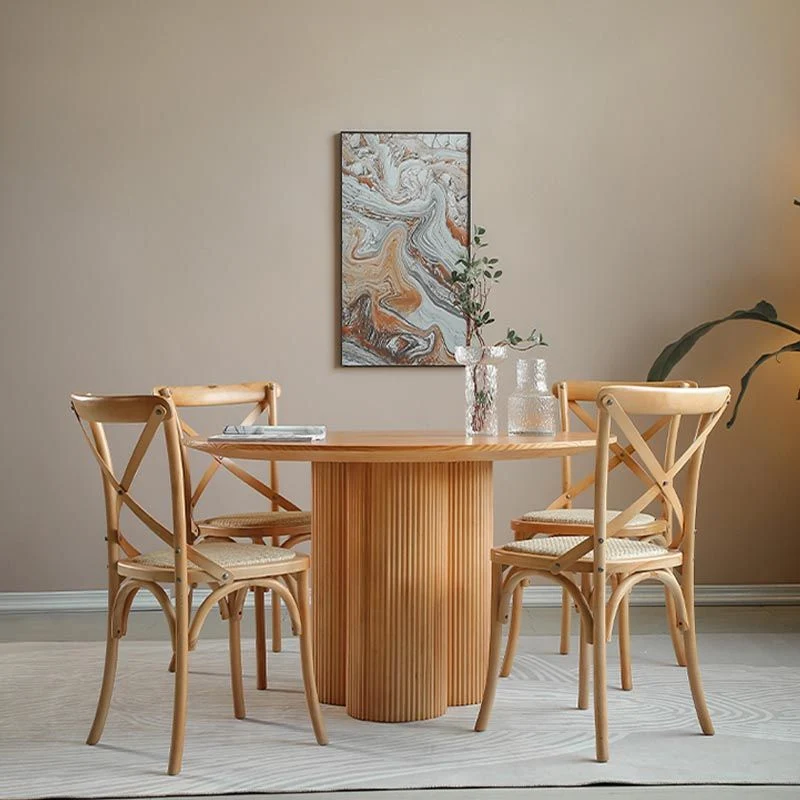 Tavolo da pranzo moderno legno marrone Tavolo da pranzo rotondo per cucina Clearhalo