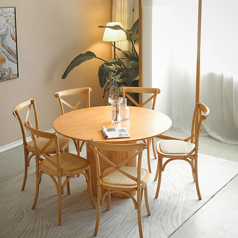 Tavolo da pranzo moderno legno marrone Tavolo da pranzo rotondo per cucina Clearhalo