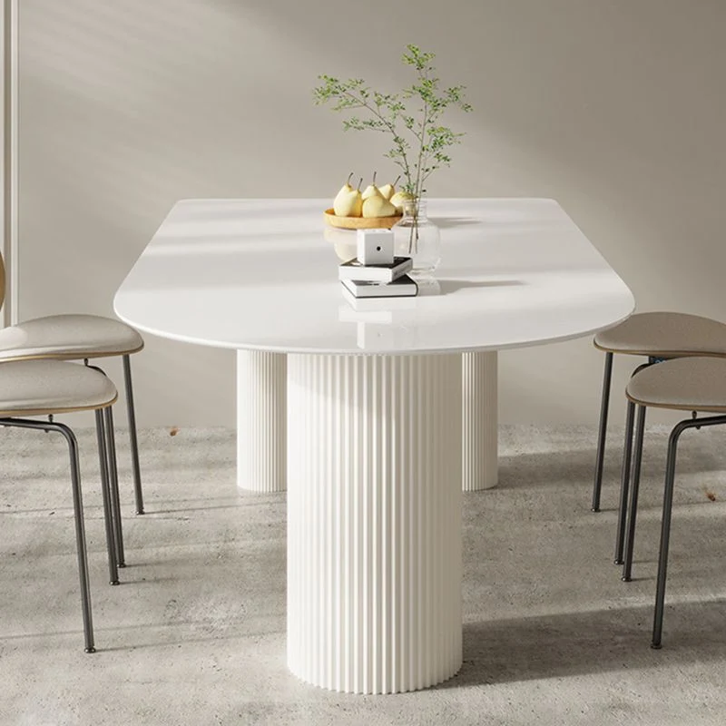 Tavolo da pranzo moderno legno massello forma libera, mobili bianchi moderni con base treppiede per appartamento Clearhalo