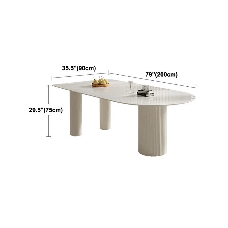 Tavolo da pranzo moderno legno massello forma libera, mobili bianchi moderni con base treppiede per appartamento Clearhalo