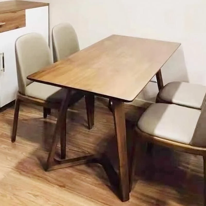 Tavolo da pranzo moderno legno massello naturale per interni con doppio piedistallo Clearhalo