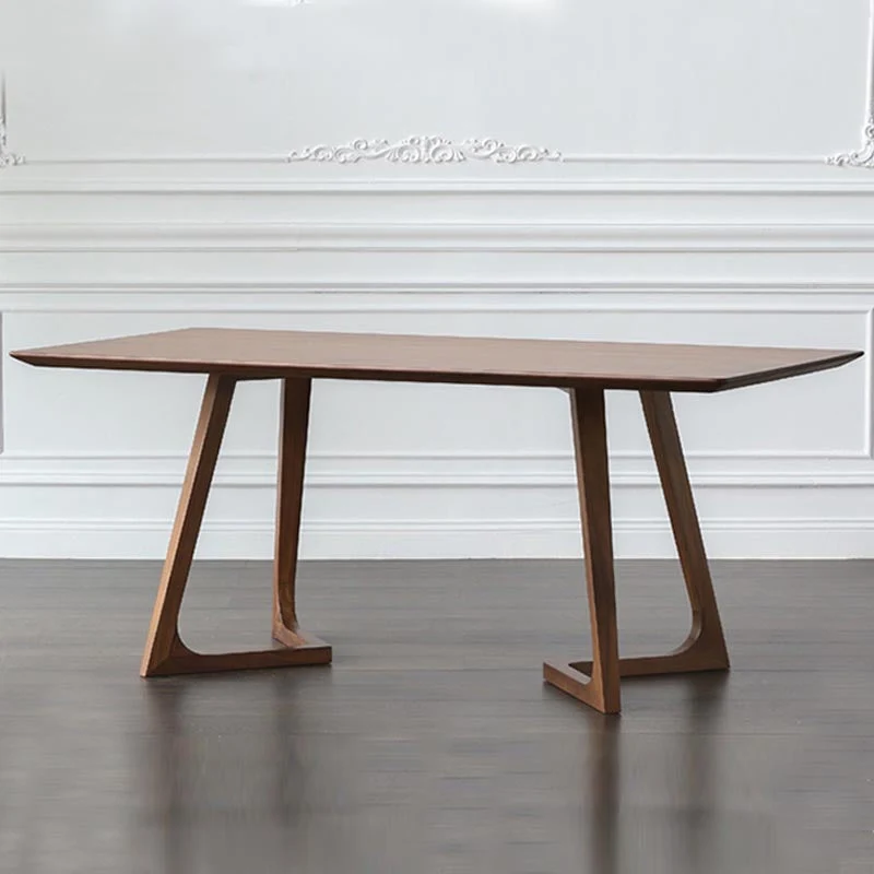 Tavolo da pranzo moderno legno massello naturale per interni con doppio piedistallo Clearhalo