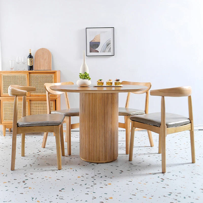 Tavolo da pranzo moderno legno massello di pino Tavolo da pub rotondo moderno con gambe con finitura naturale Clearhalo
