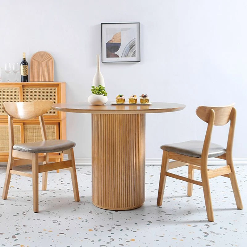 Tavolo da pranzo moderno legno massello di pino Tavolo da pub rotondo moderno con gambe con finitura naturale Clearhalo