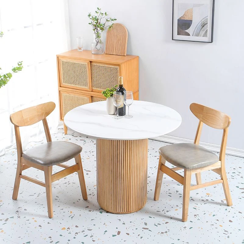 Tavolo da pranzo moderno legno massello di pino Tavolo da pub rotondo moderno con gambe con finitura naturale Clearhalo