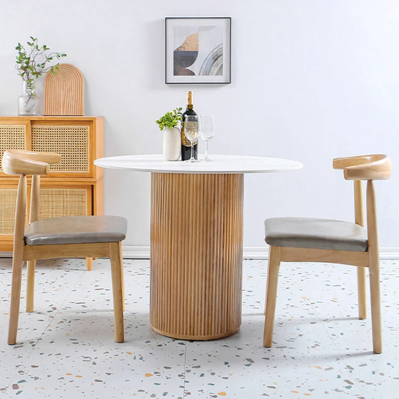 Tavolo da pranzo moderno legno massello di pino Tavolo da pub rotondo moderno con gambe con finitura naturale Clearhalo