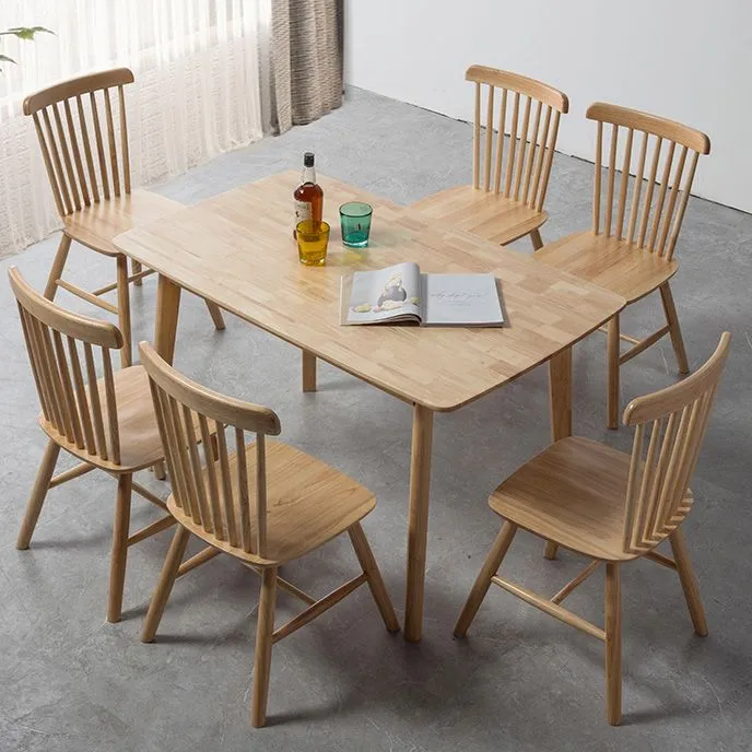 Tavolo da pranzo moderno legno massello di rovere Tavolo da pranzo rettangolare colore naturale Clearhalo