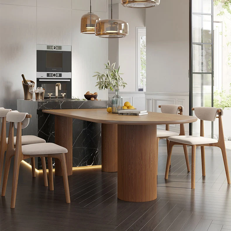 Tavolo da pranzo moderno legno massello Tavolo da pranzo 3 gambe per sala da pranzo Clearhalo