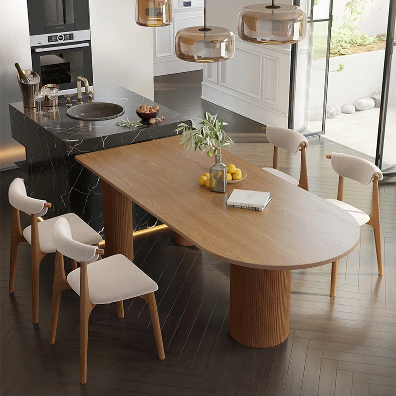 Tavolo da pranzo moderno legno massello Tavolo da pranzo 3 gambe per sala da pranzo Clearhalo