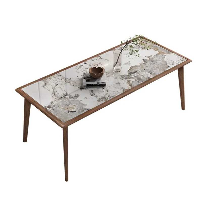 Tavolo da pranzo moderno legno massello Tavolo da pranzo con base treppiede con piano pietra Clearhalo