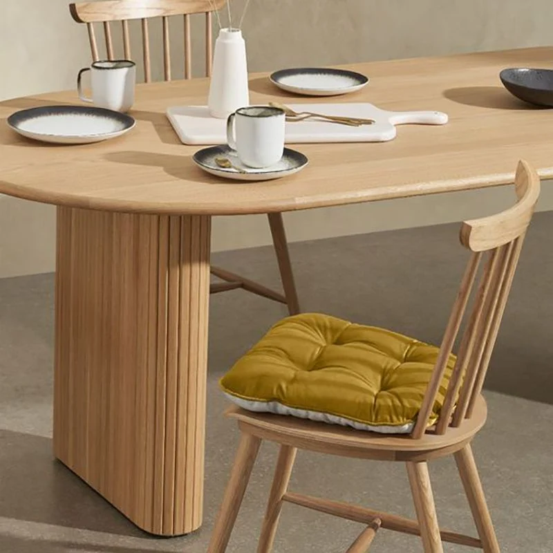 Tavolo da pranzo moderno legno massello Tavolo ovale con doppio piedistallo Clearhalo