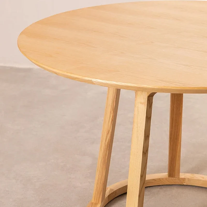 Tavolo da pranzo moderno legno massello Tavolo rotondo legno con base piedistallo per ristorante Clearhalo