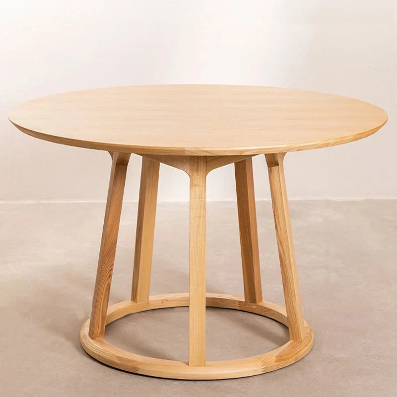 Tavolo da pranzo moderno legno massello Tavolo rotondo legno con base piedistallo per ristorante Clearhalo