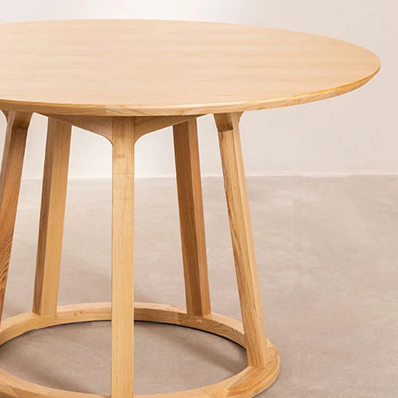 Tavolo da pranzo moderno legno massello Tavolo rotondo legno con base piedistallo per ristorante Clearhalo