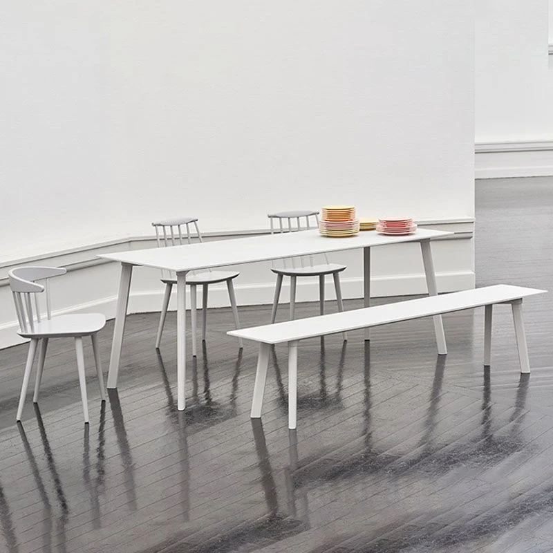 Tavolo da pranzo moderno legno massello tavolo da pranzo rettangolare con 4 gambe Clearhalo