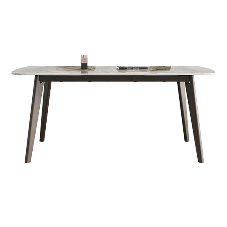 Tavolo da pranzo moderno legno massello Tavolo da pranzo pietra sinterizzata con 4 gambe Clearhalo