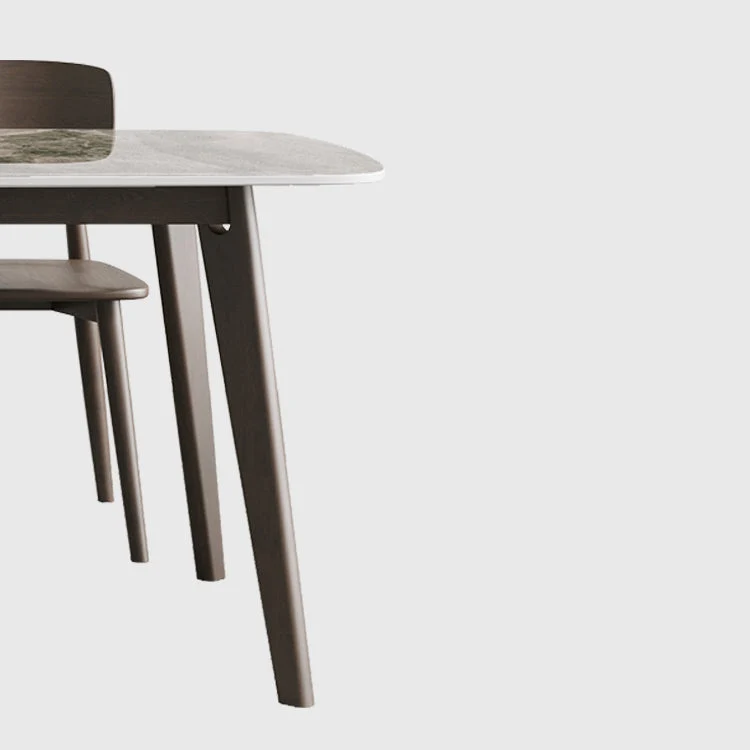 Tavolo da pranzo moderno legno massello Tavolo da pranzo pietra sinterizzata con 4 gambe Clearhalo