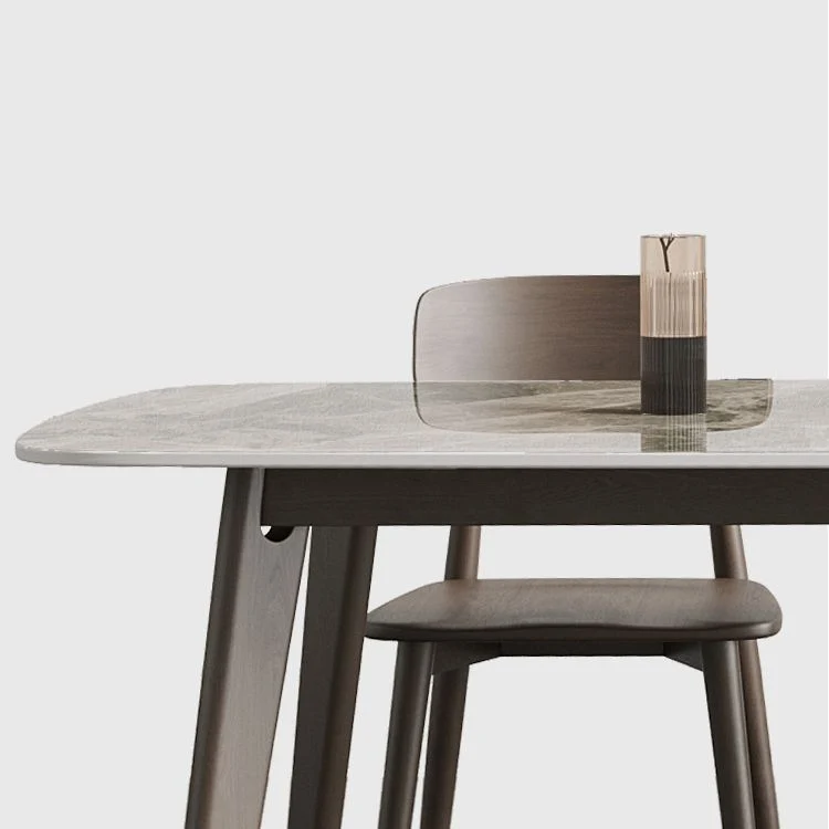 Tavolo da pranzo moderno legno massello Tavolo da pranzo pietra sinterizzata con 4 gambe Clearhalo