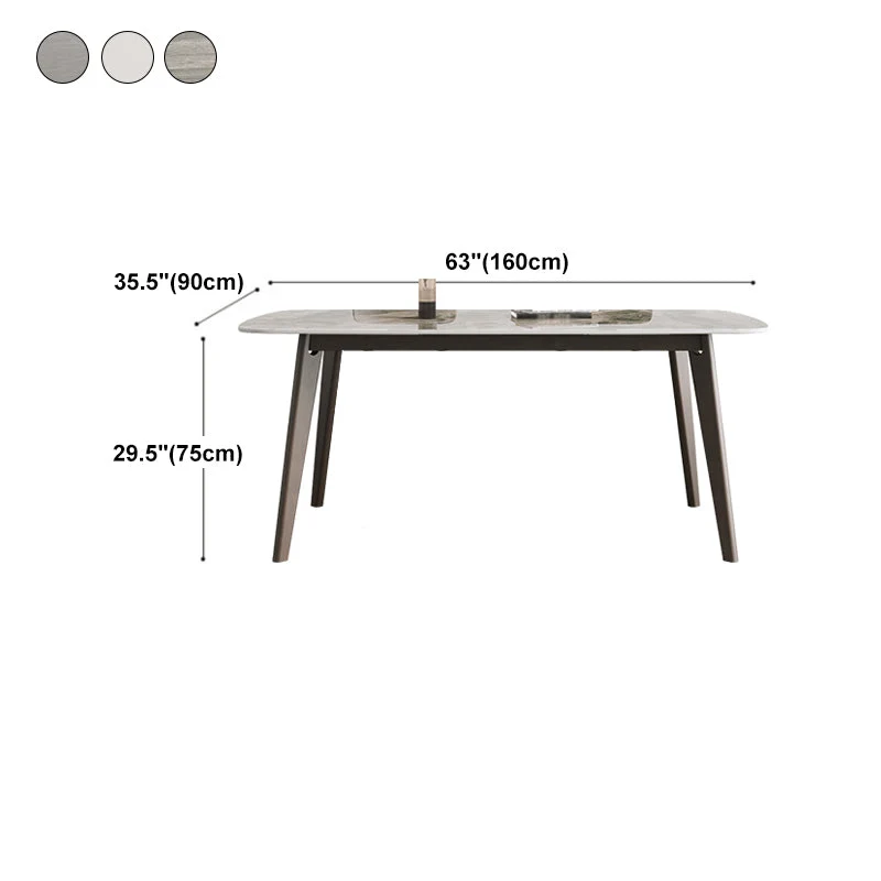 Tavolo da pranzo moderno legno massello Tavolo da pranzo pietra sinterizzata con 4 gambe Clearhalo