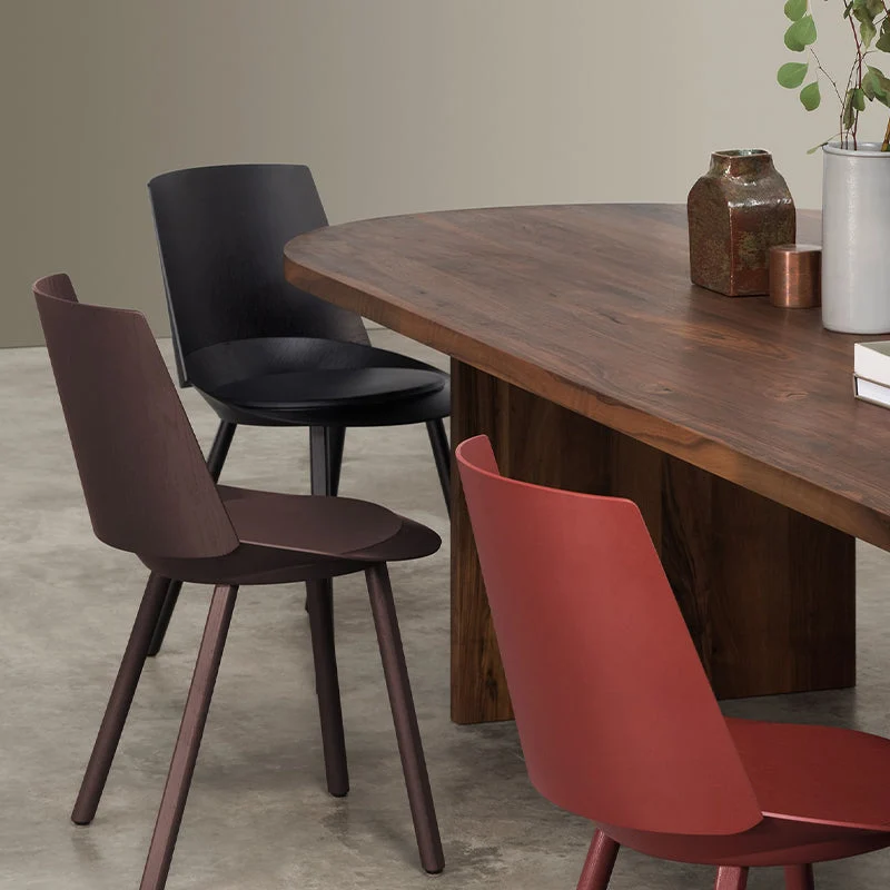 Tavolo da pranzo moderno legno massello Tavolo ovale legno con doppio piedistallo Clearhalo
